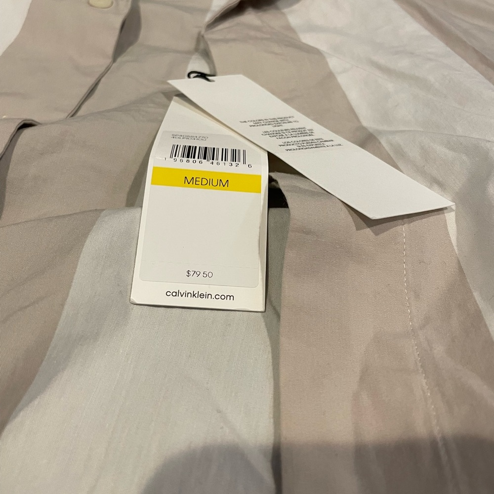 Calvin Klein Men's Stripe Easy Camp Shirt - Picture 3 of 5